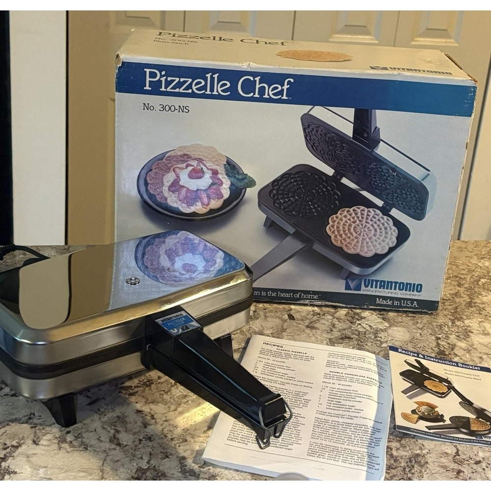 Vitantonio Pizzelle Chef 300-NS Italian Cookie Maker USA Vintage 1989 Open Box